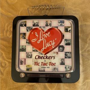 I Love Lucy Checkers & Tic Tac Toe Game Set in Metal Tin by USAopoly